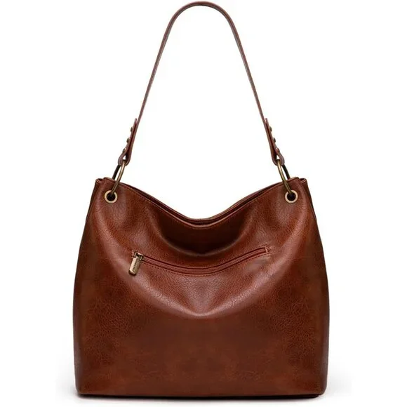 Women's Cow Brown Hobo Bag For Ladies Shoulder With Zipper With Back Pocket - Picture 5 of 7
